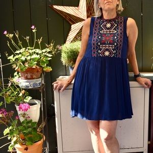 Blue Embroidered Dress